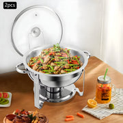 Chafing dishes - Voedselverwarmer - Buffet warmer - Voor buffet en voedselverwarming - Met deksels - Set van 2 stuks - Zilver