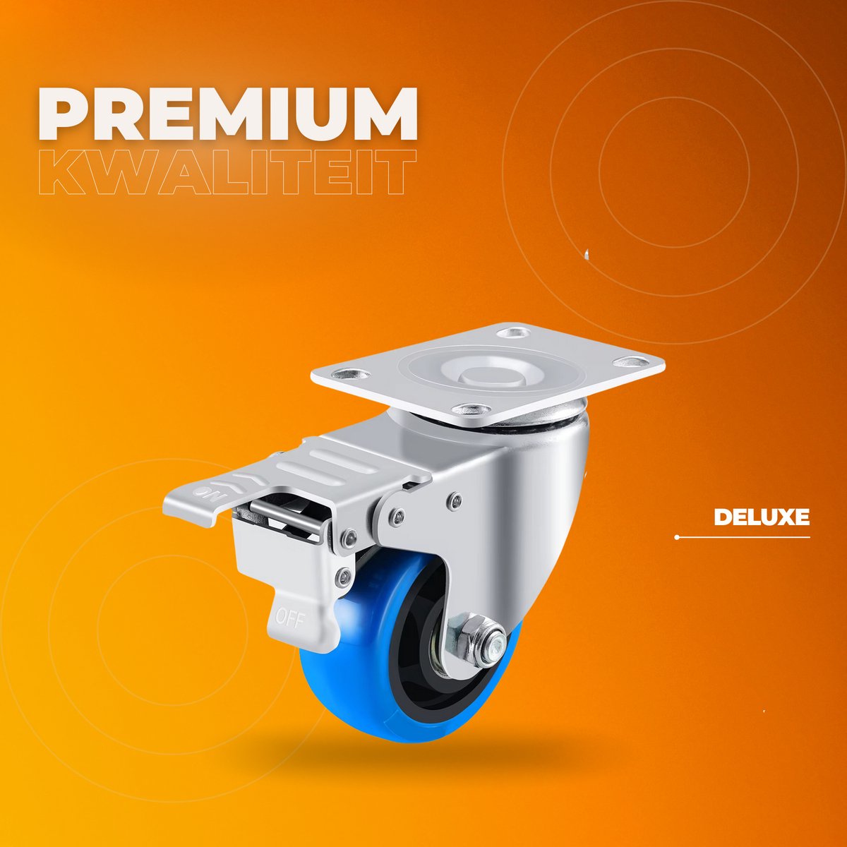 Zwenkwielen met rem - Set van 4 - 125 mm - Set van 4 - Transportrollen - Zware wielen - 170KG Draagvermogen