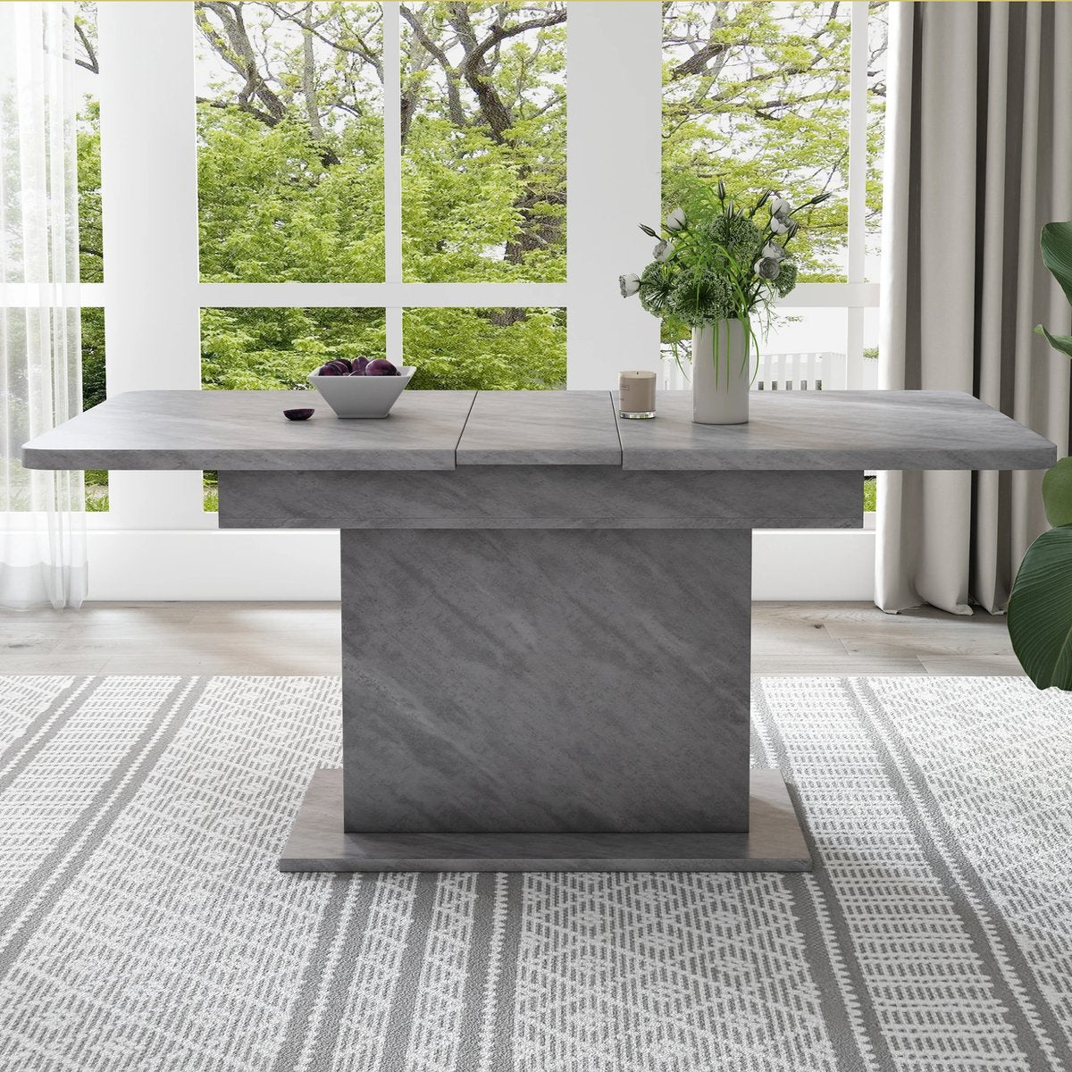 Eettafel - Keukentafel - Uitschuifbaar - Voor Woonkamer of Eethoek - Met Opbergruimte & Modern Design - Rechthoekig IJzer & Hout - Grijs