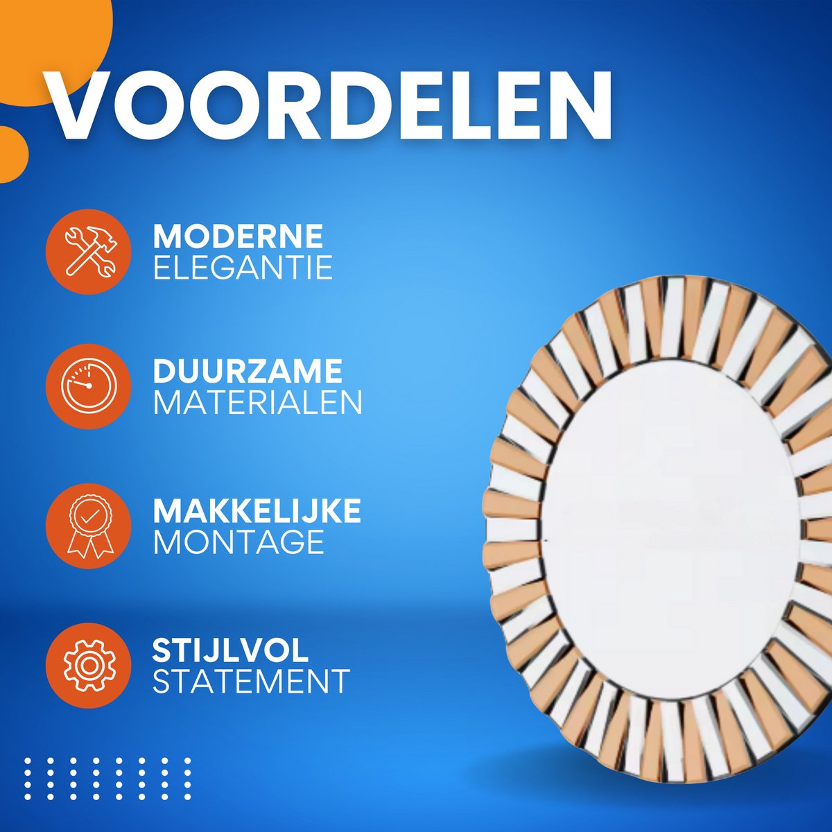 Elegante Spiegel - Ronde wandspiegel - 80cm - Zonder verlichting - Woonkamer