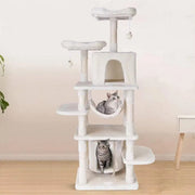Kattentoren - Krabpaal - Grote Kattenboom met Stabiele Klimboom en Speelhuishangmat - Kattenkrabpaal 170 cm met Plank - Donkergrijs