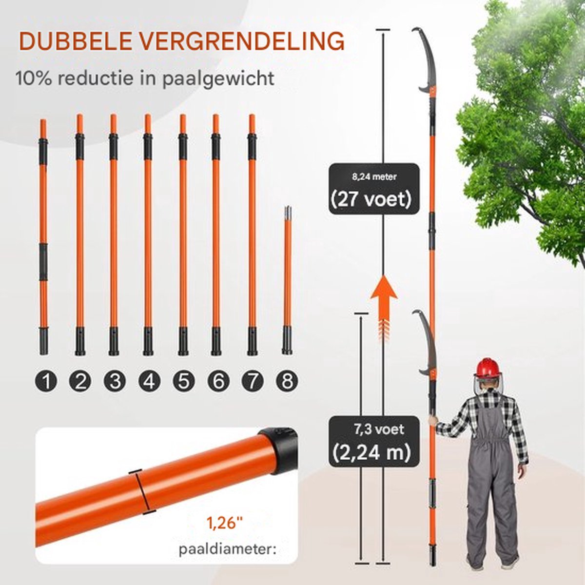 Telescopische snoeizaag PRO - Stokzaag - Heggenschaar - Handzaag - Tuingereedschap