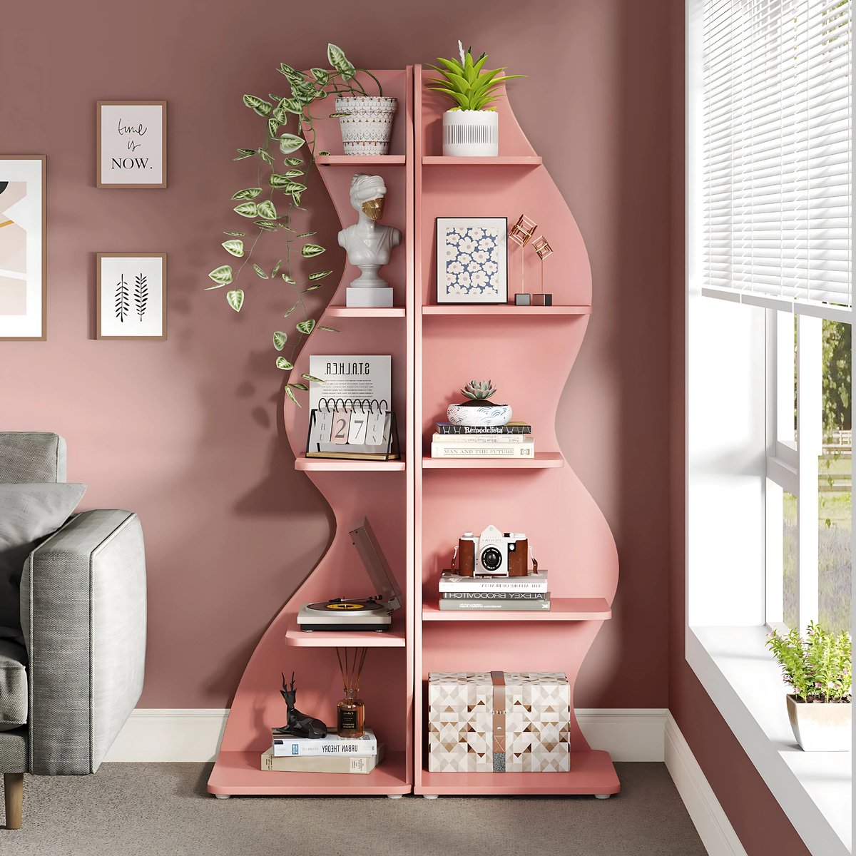Moderne boekenkast 5 lagen - Zwart - Boekenrek - Woonkamer, slaapkamer en kinderkamer - Hout - 50 cm (D) × 48 cm (B) × 177 cm (H)