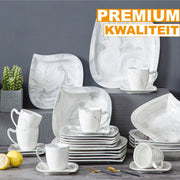 Aristocratic Serviesset – 6 persoons – 30 delig – Marmer look Keramisch – Eetborden – Breakfast Plates – Uniek servies