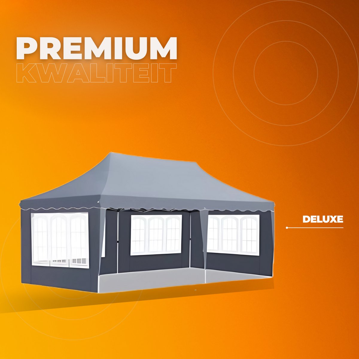 Partytent met zijwanden - 300x600cm - Opvouwbaar - Donkergrijs - 420D Oxford Doek - Easy up - Paviljoen - Waterdicht weerbestendig - In hoogte verstelbaar