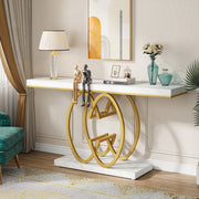 Wandtafel Pero - Haltafel - Dressiortafel - Bijzettafel - Sidetable - Kunstmarmer, goud - 140cm