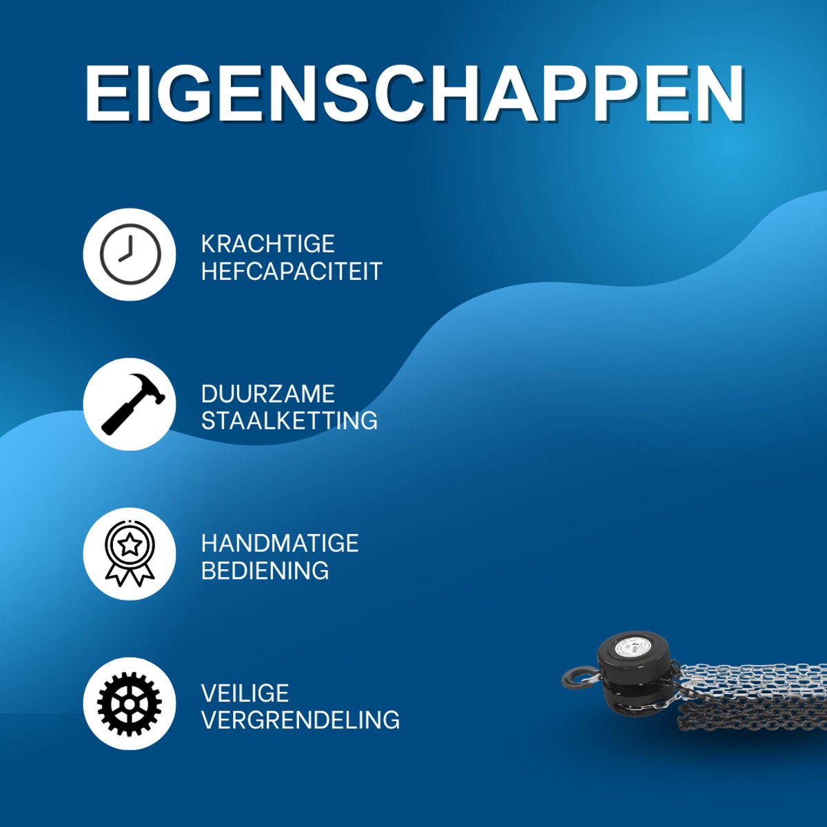 Handkettingtakel - Voor hijsen en tillen - Handmatige kettingtakel - Capaciteit 1T