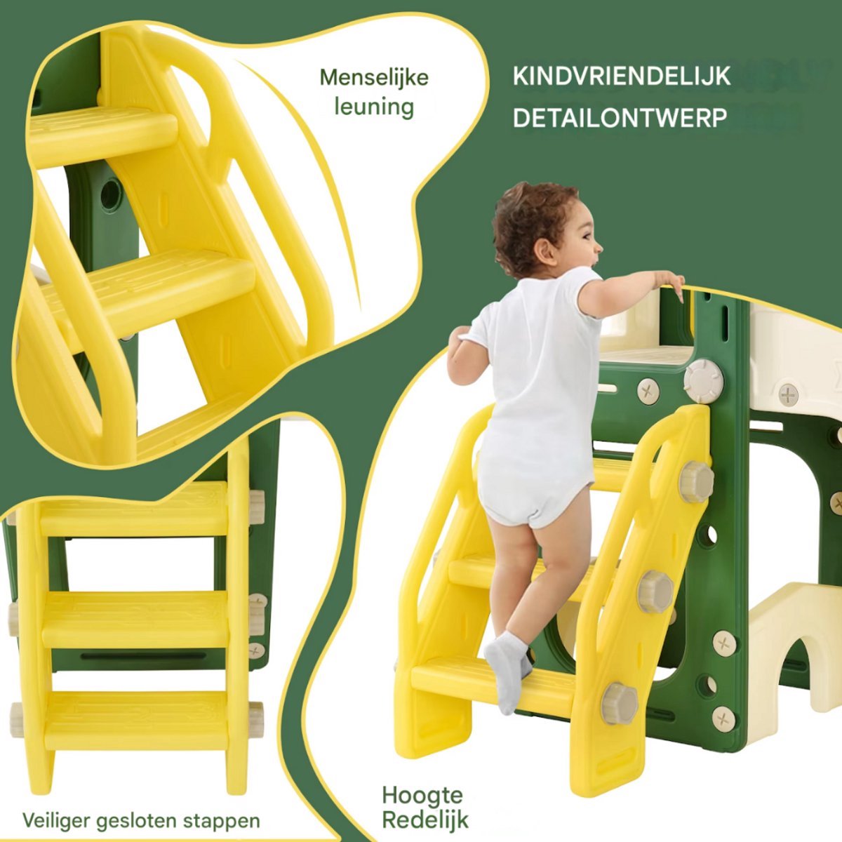 Luxe speeltoestel Valora met glijbaan - 7 in 1 - Dubbele Kinderglijbaan - Voor binnen en buiten - Kinderen en peuters