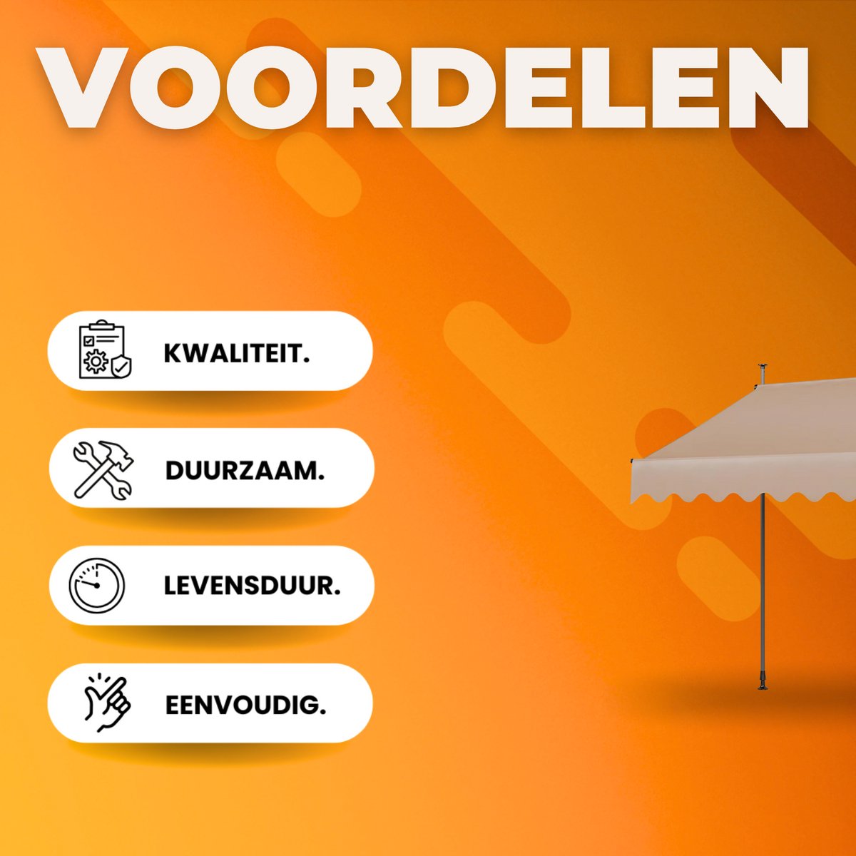 Zonneluifel - 200cm - Ook als balkonluifel - Terras - Knikarmscherm zonnescherm - Uitschuifbaar - PU Coating - In Hoogte Verstelbaar - Beige