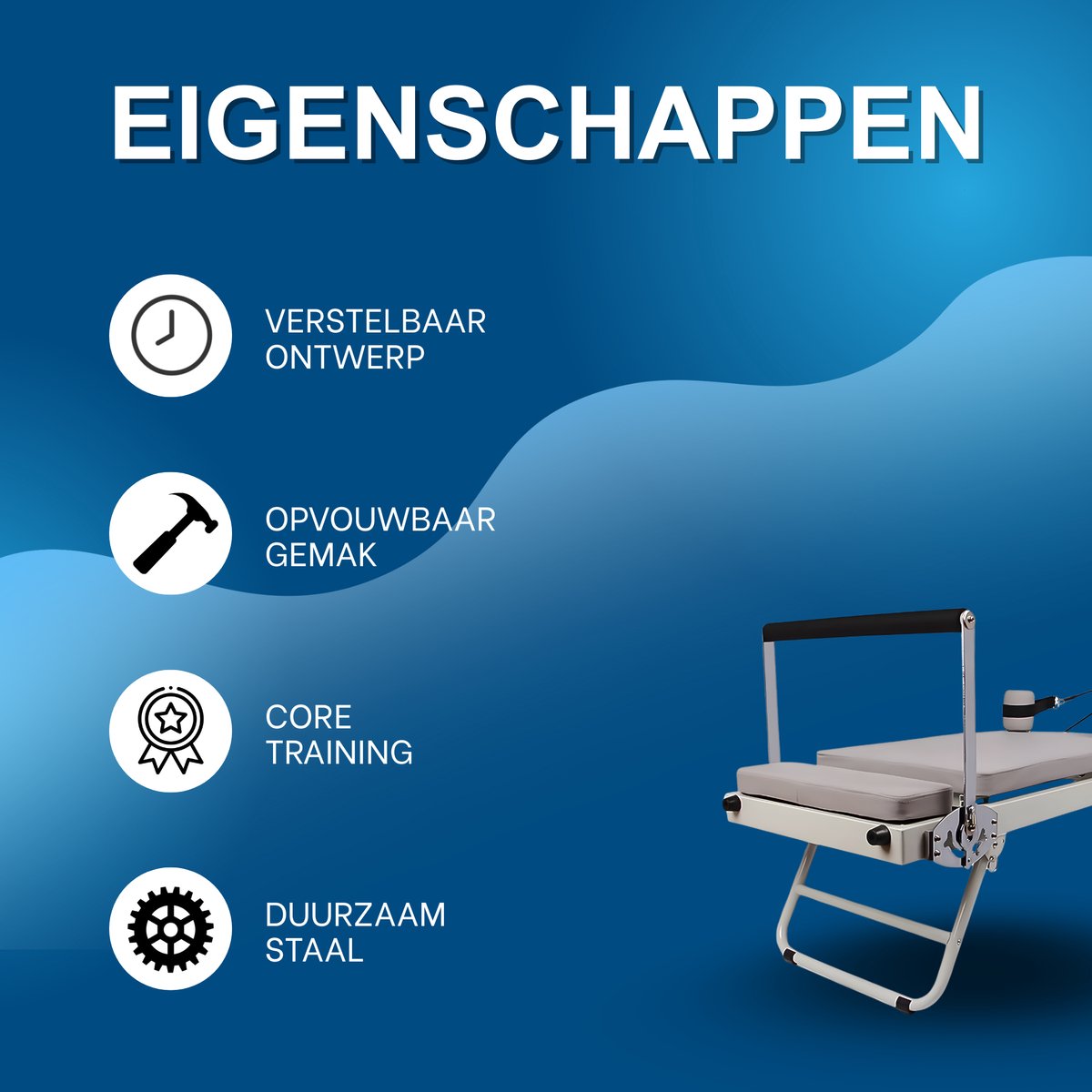Pilates reformer – Fitnessapparaat - Voor thuisgebruik, core- en fitnessoefeningen – Verstelbare trainingsmachine – Grijs