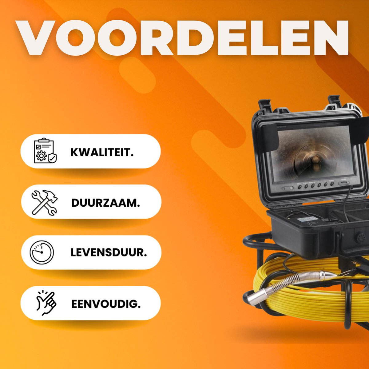 Endoscoop inspectie camera PRO - Rioolcamera - 9 inch scherm - Inspectiecamera - 70m Lokalisatie - 6 uur batterijduur - Apparaat voor ondergrondse leidingen