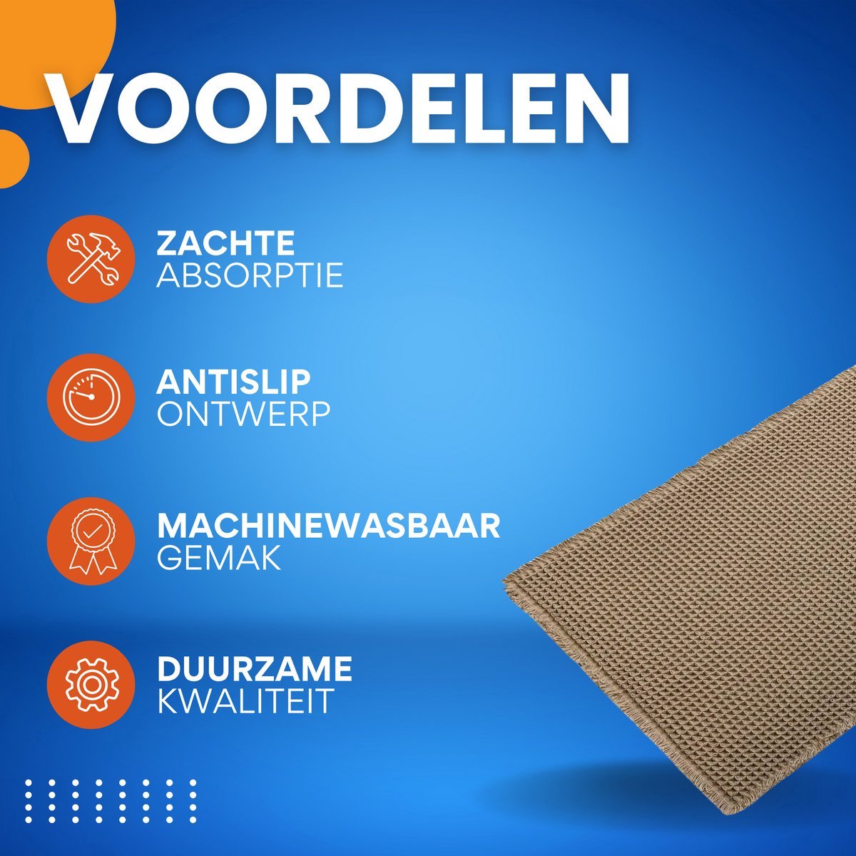 Badmat Fioren - Voor badkamer - Douchemat - Beige - 60x90cm - Absorberend & antislip - Boho stijl