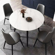 Ronde Eettafel Marmer Tavien - Eetkamertafel - Voor Eetkamer of restaurant - 80 cm - 4 personen - Grijs