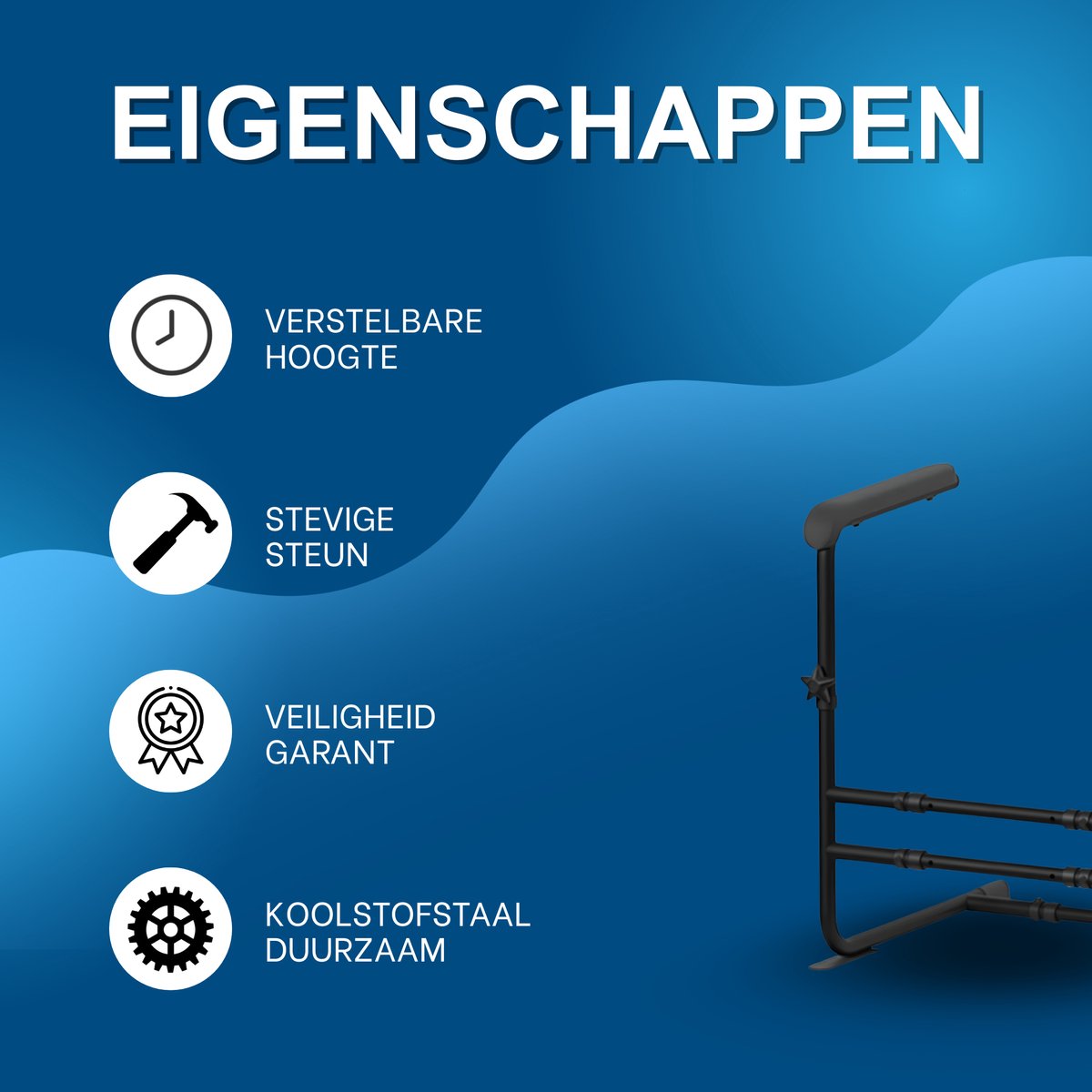 Opstahulp - Veligheidsgreep - Hulpmiddelen - Bed beugel - Bedsteun - Voor Ouderen & Zwangere Vrouwen - In Hoogte Verstelbare - Zwart
