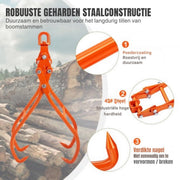 Professionele Bosbouwtang - Stamverplaatser 1000kg - Transporttang - Oranje Handgreep