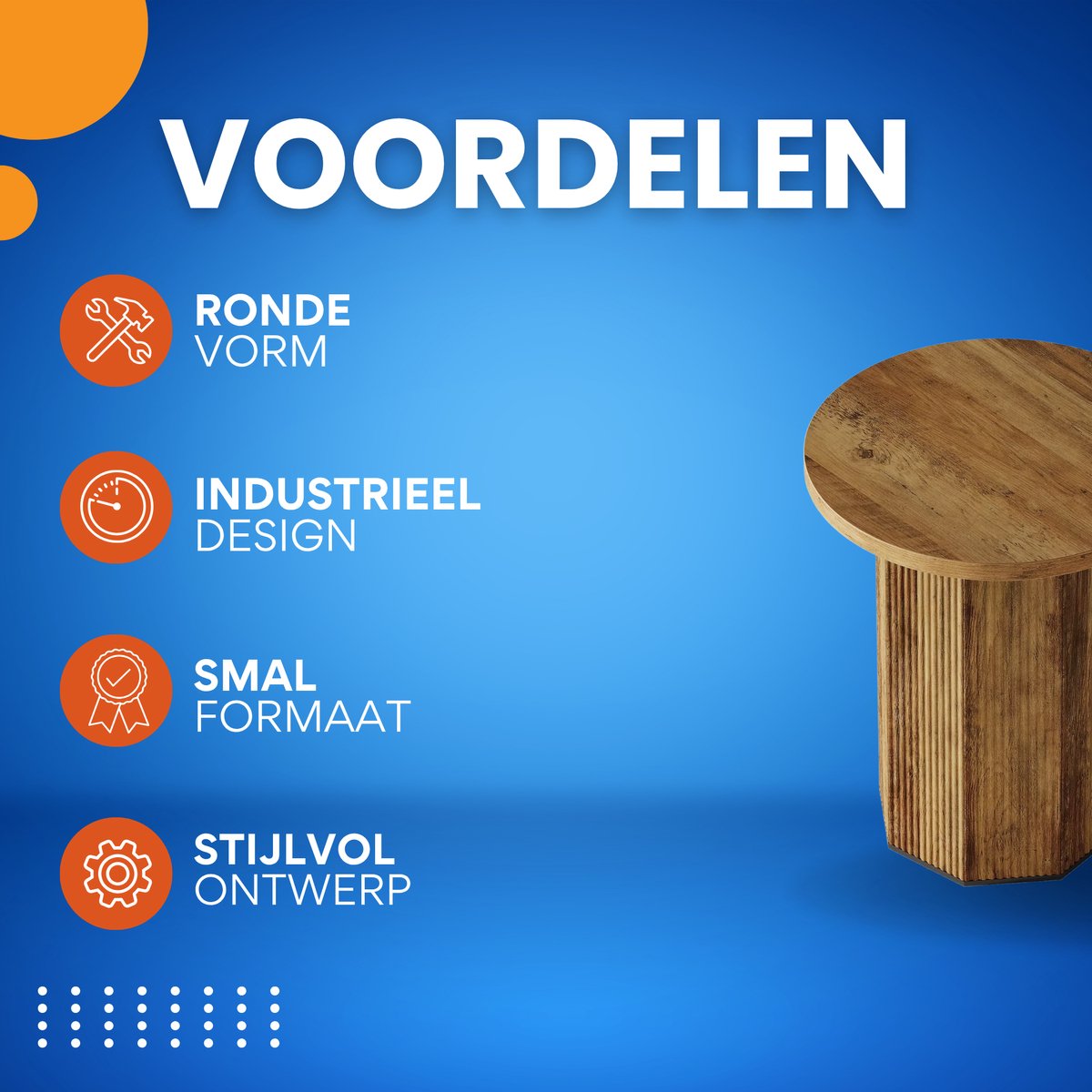 Ronde bijzettafel - Voor Woonkamer - Bank - Binnen - Bruin