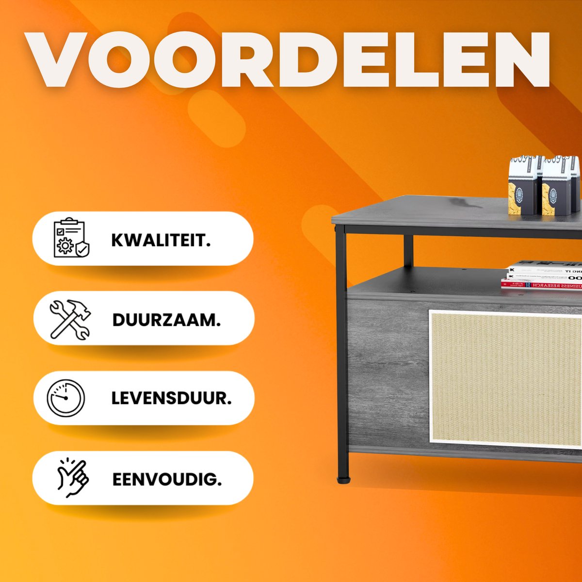 Houten Kattenbak - Verborgen Kattenbak Meubilair met Plank - Opbergkast voor Binnen - Huisdier Krat en Bijzettafel - Voor huisdieren - Grijs