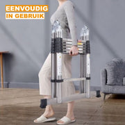 Telescopische Ladder Castellio - 380CM - Roestvrijstalen Vouwladder - Draagbare Uitschuifbare Loft Ladder - Max. Belasting 150kg/330lb - EN131