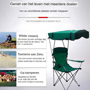 Opvouwbare campingstoel - Met luifel - Strandstoel - Vissen - Met bekerhouder, luifel en draagtas