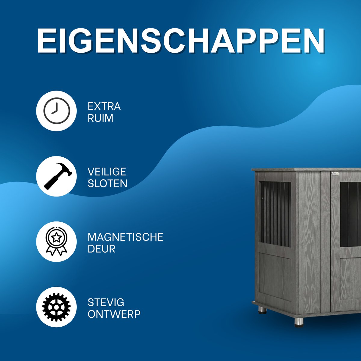 Hondenbench - Hondenkrat - Hondenkennel - Hondenhok - voor Thuis - Voor Extra Grote Honden - Grijs - Op poten