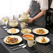 Ziza Serviesset - 16 delig - 4 persoons - Beige - Dinerborden - Bordenset - Diepe borden - Ontbijtborden - Servies