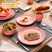 Sorella Serviesset Rosé - 16 delig - 4 persoons - Baby roze - Dinerborden - Bordenset - Diepe borden - Ontbijtborden - Servies - Keukenservies