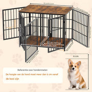 Hondenbench - Hondenkrat - Hondenkennel - Hoekvormig - Hondenhok - Voor Kleine & Middelgrote Honden - Walnoot - 90x62x68.5cm