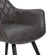 Happyment Eetkamerstoel Gerio - Antraciet - Stoel - Kunstleer - Metalen poten - Set van 1 - Zithoogte 49cm