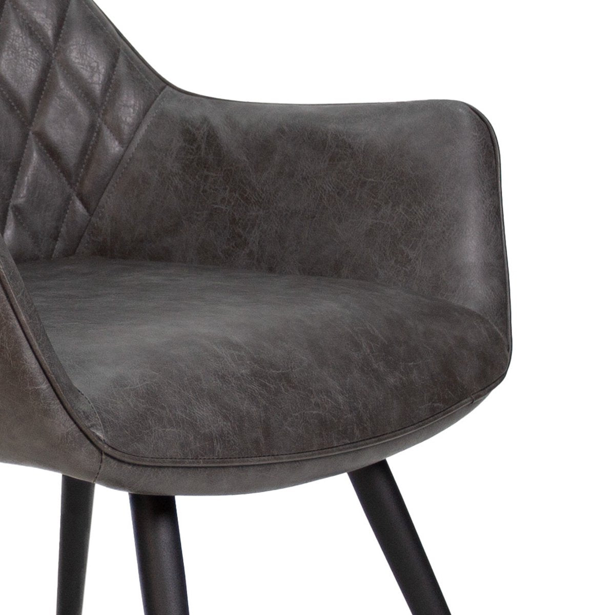 Happyment Eetkamerstoel Gerio - Antraciet - Stoel - Kunstleer - Metalen poten - Set van 1 - Zithoogte 49cm
