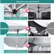 Luxe partytent - Opvouwbaar - Met zijwanden - wit - 300x600cm - Easy up - Paviljoen - Waterdicht weerbestendig - In hoogte verstelbaar