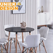 Happyment Moderne Eetkamerstoelen Wit - Set van 8 - Woonkamerstoelen - Zithoogte 38cm - Keukenstoelen - Kuipstoel