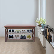Schoenenbank - Opbergkast - Schoenenrek - Schoenenkast - Voor de hal of entree - Houten frame met stoffen kussen
