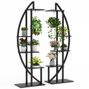 Ovale plantstandaard - Set van 2 - Voor binnentuin, woonkamer en balkon - Plantenrek - Plantentafel - Multifunctionele Gebogen Display Plank - Bloemenrek