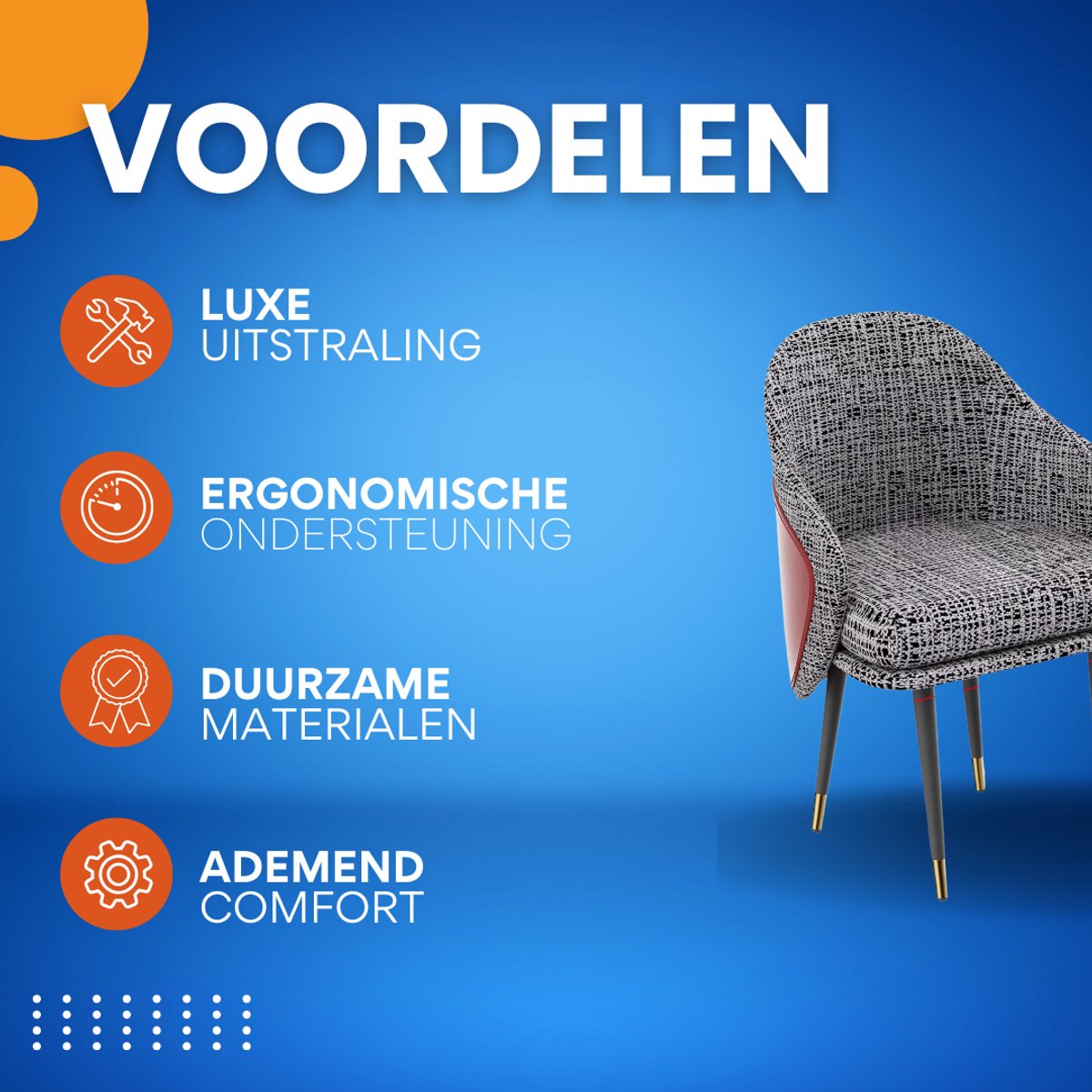 Moderne Eetkamerstoelen Milano - Set van 2 - Met Hoge Dichtheid Sponsschuim - Elegante Keuken- of Restaurantstoel - Lounge - Reddisch bruin