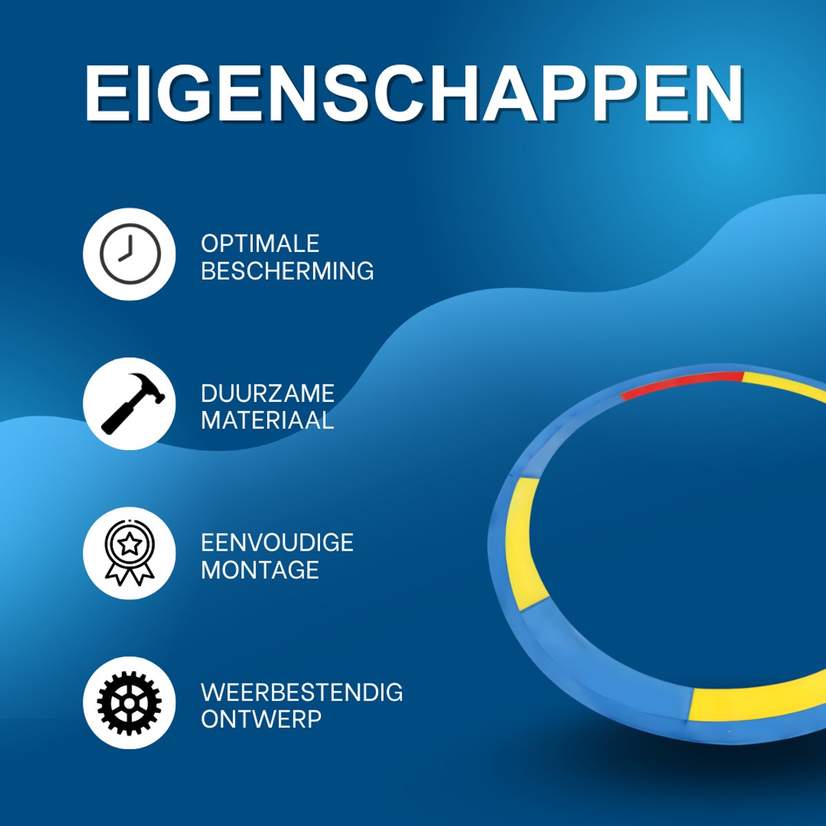 Trampoline Randkussen - Beschermkussen - Beschermrand - Trampolinerand - Diameter buitenring: 3 m - Multicolor