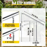 Trapleuning - 150cm - Balustrade voor 1-2 tredens - Houders - Leuningen voor Trappen - Staal - Met trapleuninghouders