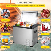 Draagbare Camping Koelbox 12V – Vriezer 53Qt met LCD – Voor Auto, Boot & Onderweg