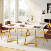 Moderne eetkamertafel Luvia - Woonkamer -Marmerlook Blad - 160cm