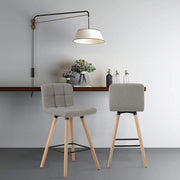 Barkrukken - Grijs - Linnen - Ergonomisch - Zithoogte 70cm - Set van 2