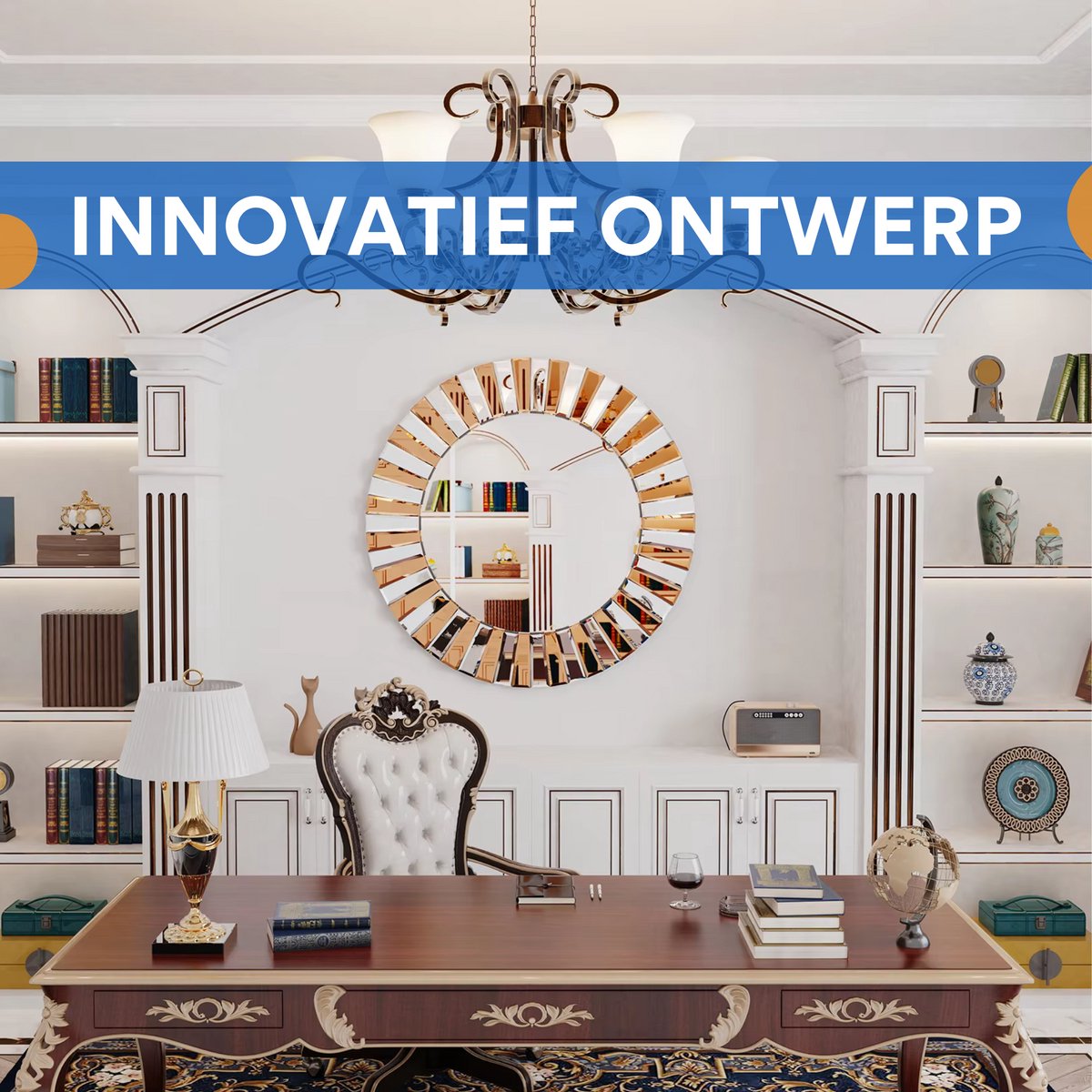 Elegante Spiegel - Ronde wandspiegel - 80cm - Zonder verlichting - Woonkamer