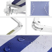 Terras zonnescherm handmatig - Met opbouw frame - Zonneluifel - Balkon of tuin - 300x250cm - UV50+ - Blauw - Met arm - Polyester doek