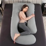 Verkoelend zwangerschapskussen - Ergonomisch - Lichaamskussen - Body pillow - Zijslaapkussen - Voedingskussen - Voor zijslapen - Grijs