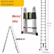Telescopische Loft Ladder Ziza - 250CM - Opvouwbare Trapladder - Uitschuifbare Aluminium Ladder - Draagbaar - EN131 - Max. Belasting 150kg/330lb