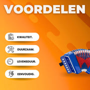 Kinderaccordeon - Speelgoedinstrument - Muziekinstrument voor kinderen - 2-Bass - 7 Noten - Blauw