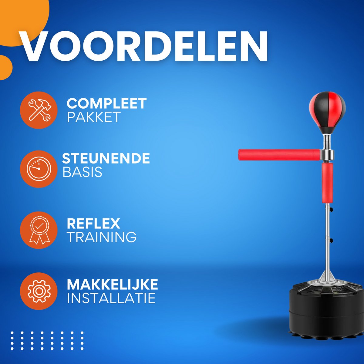 Staande boksbal - Met reflexstang - Bokszak - Bokspaal - Kinderen en volwassenen - Standaard - 120-190cm