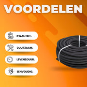 Tuinslang 50m - Waterleiding - Waterverdeler - Rubber - Flexibel - PE Zwart