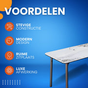 Eettafel Mandino - 4 tot 6 personen - Marmer look - 160cm - Marmer look - Rechthoekig