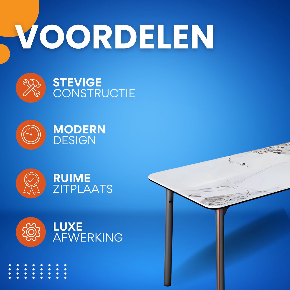 Eettafel Mandino - 4 tot 6 personen - Marmer look - 160cm - Marmer look - Rechthoekig