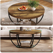 Salontafel Turin - Rond - Modern - Voor woonkamer - Bijzettafel - 80cm - Bruin