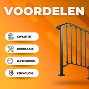 Trapleuning voor 2-3 tredes - Balustrade - Houders - Leuningen voor Trappen - Staal - Met trapleuninghouders - 37cm